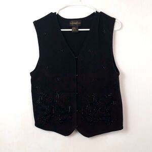 Requirements Women's Beaded Sweater Vest Black